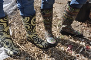 Not your granny's work boots. Elizabeth (left), Katie (right)
